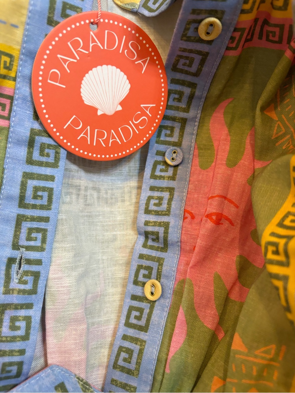 NWT Paradisa Rio Multi Linen Blend Sun Print Romper size Large - Picture 5 of 9